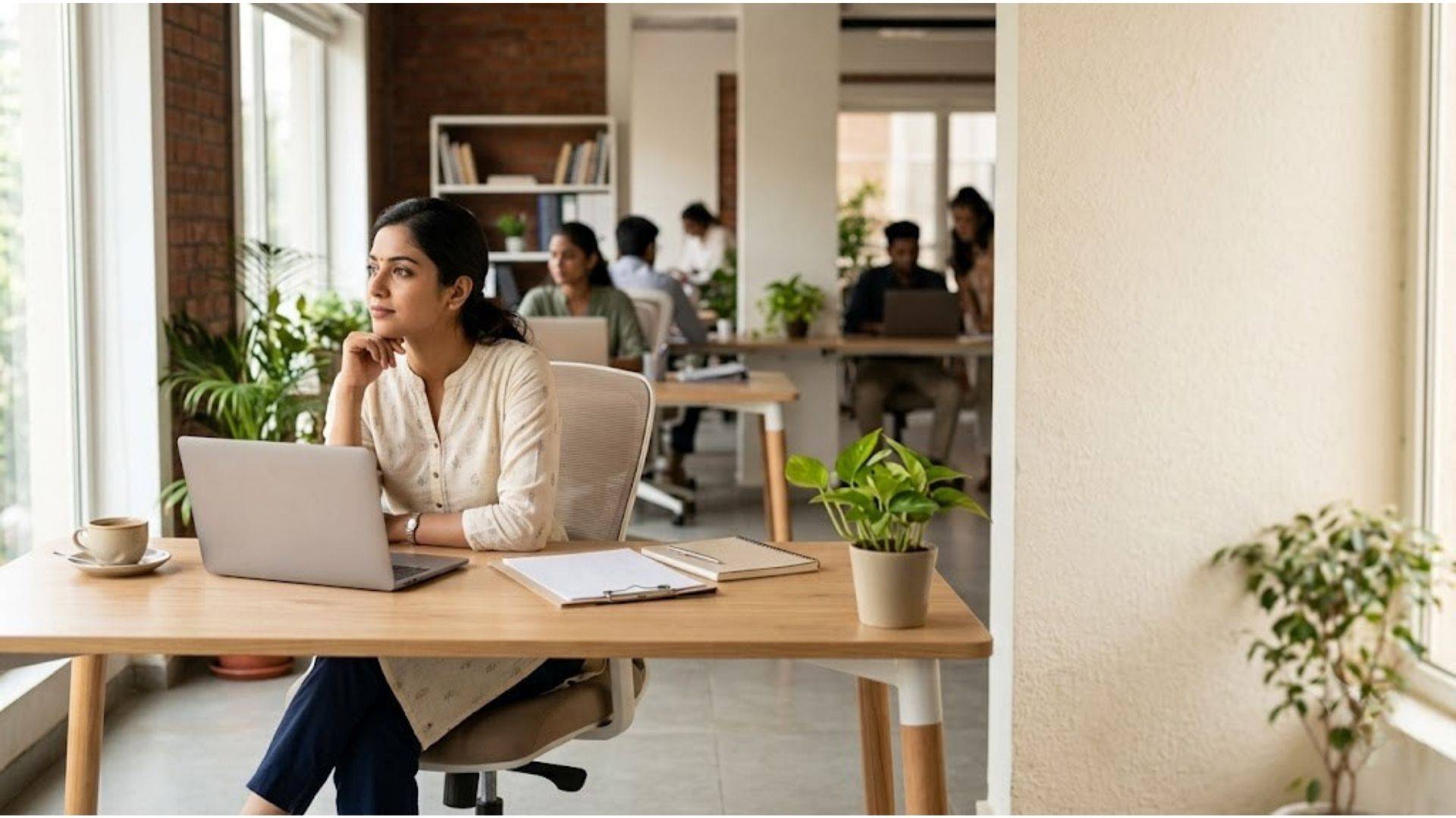 Woman reviewing her MINDSCAN career counselling report at her desk