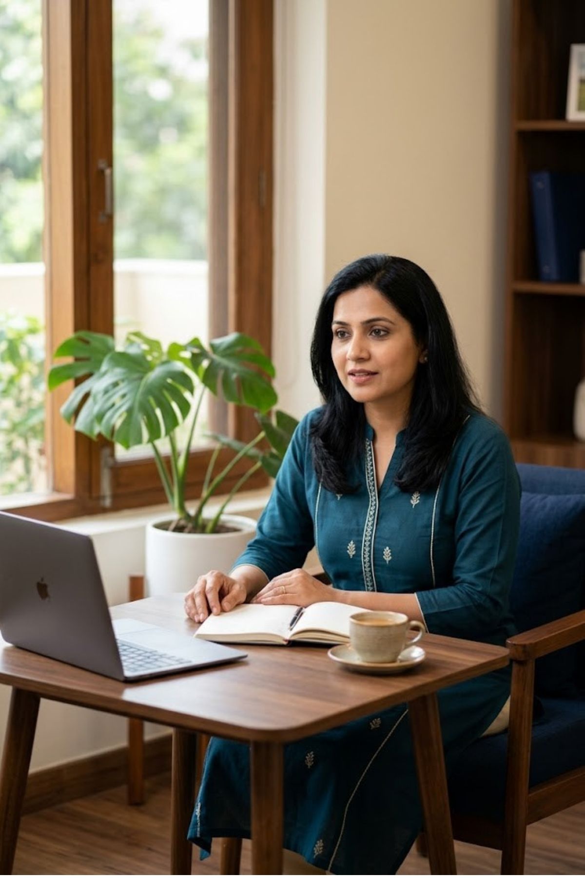 Woman contacting MINDSCAN for career counselling from her laptop at home